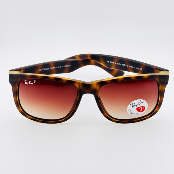 Ray-Ban Justin Polarized Sunglasses RB4165 Matte Havana Brown Gradient lenses - Picture 7 of 12